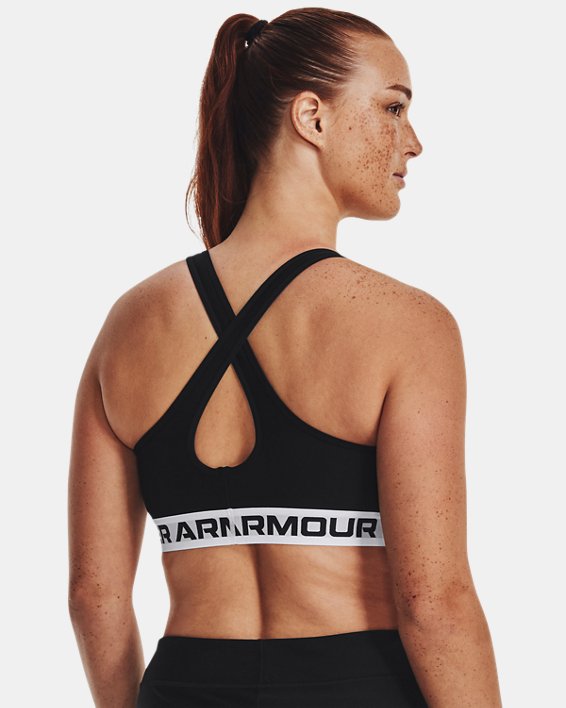 Women's Armour® Mid Crossback Sports Bra, Black, pdpMainDesktop image number 6